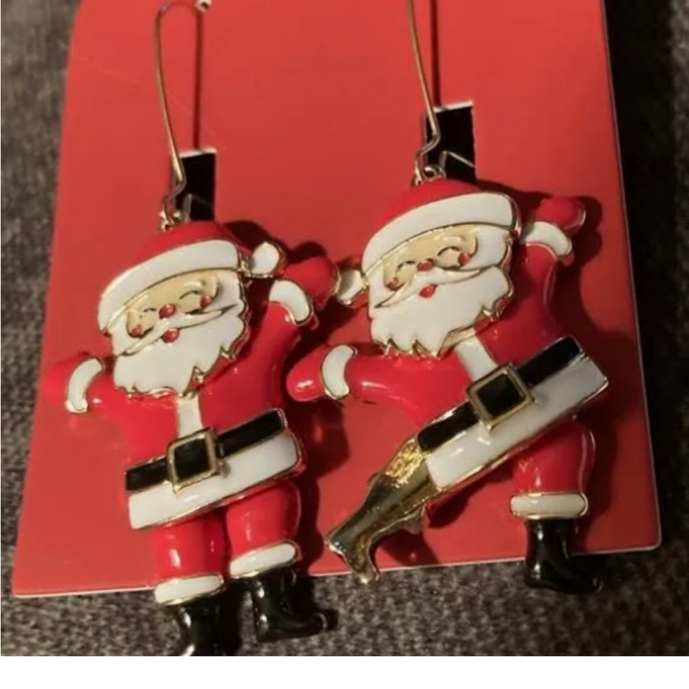 Festive Santa Claus Earrings - Red and White